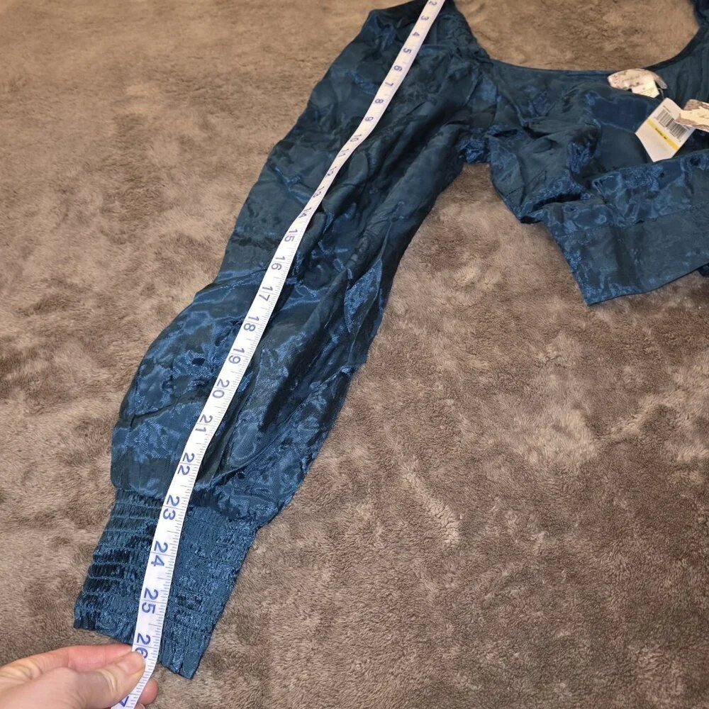 Band Of The Free Camille Wrap Crop Top Boho Teal NWT Medium - Picture 16 of 16